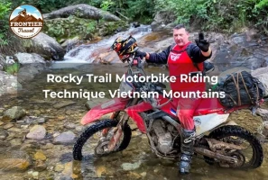 Rocky Trail Motorbike Riding Technique Vietnam Mountains