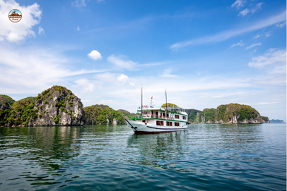  “Limestone karsts rising from emerald waters in Ha Long Bay, northern Vietnam”