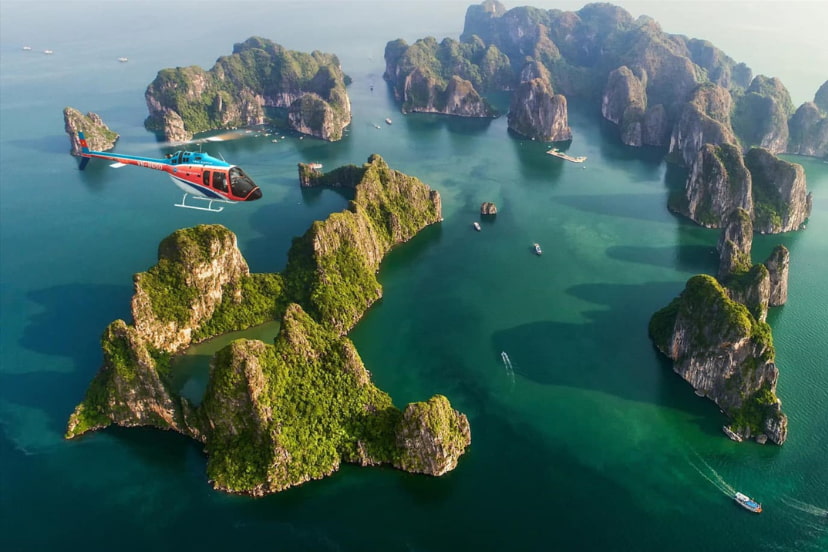 Ha Long Bay limestone karst islands creating one of the most iconic Vietnam natural wonders