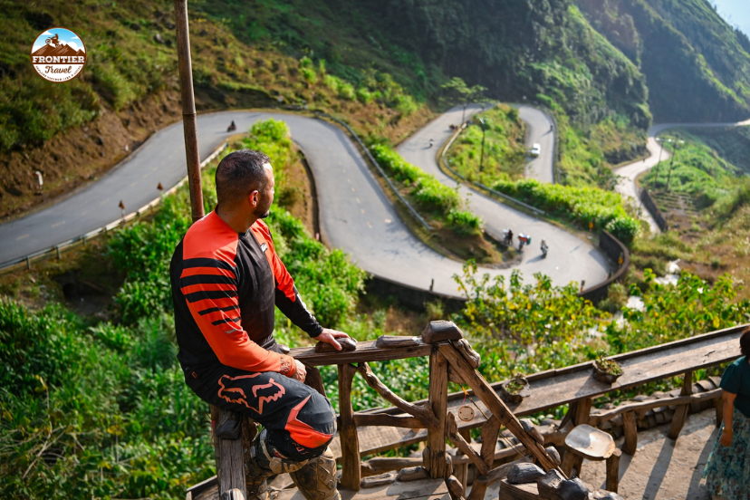 Motorcyclists riding the Ha Giang Loop through ethnic minority villages in northern Vietnam.