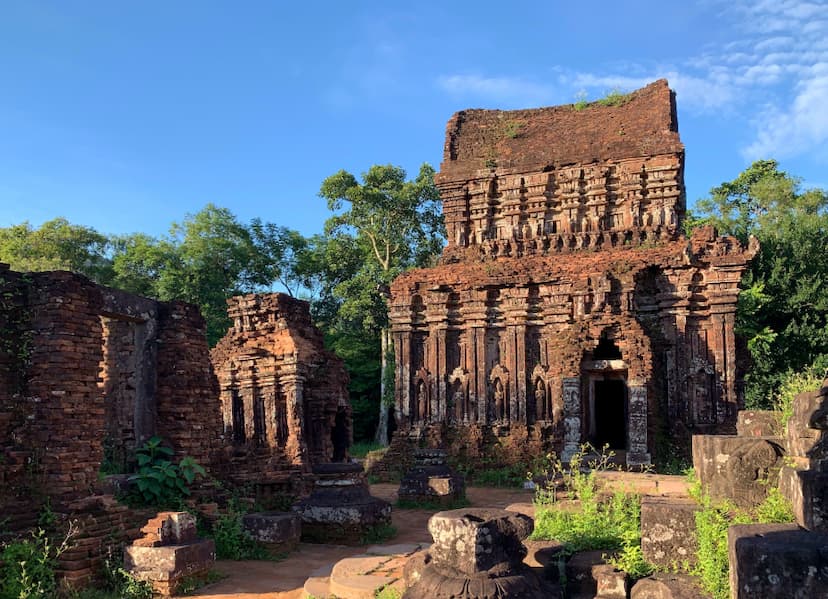 My Son Sanctuary featuring ancient Champa Hindu temple ruins surrounded by forest