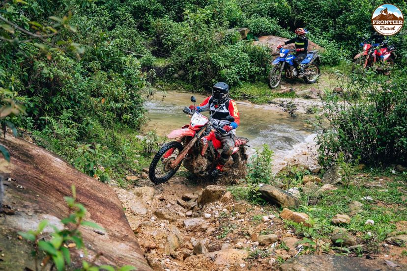Motorbike rider practicing clutch and throttle balance