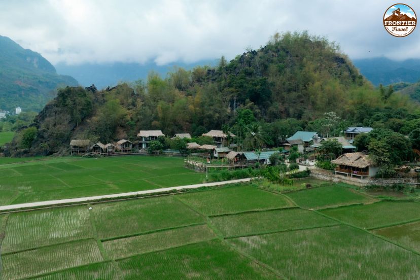 Rice fields and village roads in Mai Chau Vietnam
