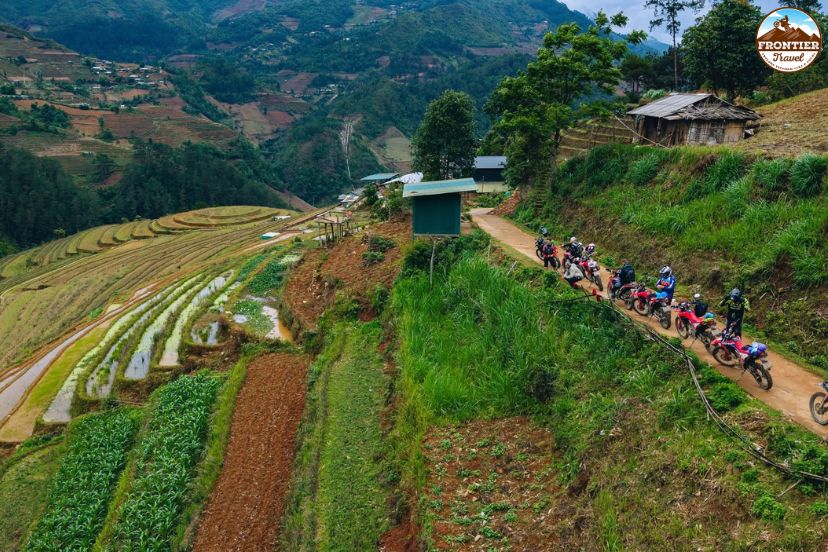 Riding through Sapa mountain terraces in Northern Vietnam