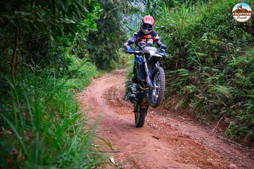 Riding through countryside routes to Moc Chau tea plantations