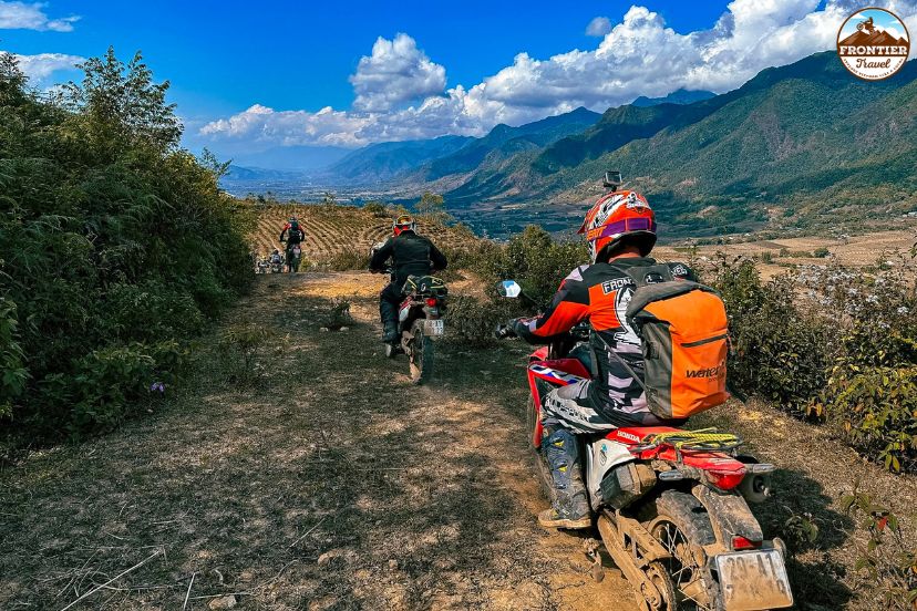 Riding through mountain passes near Sapa