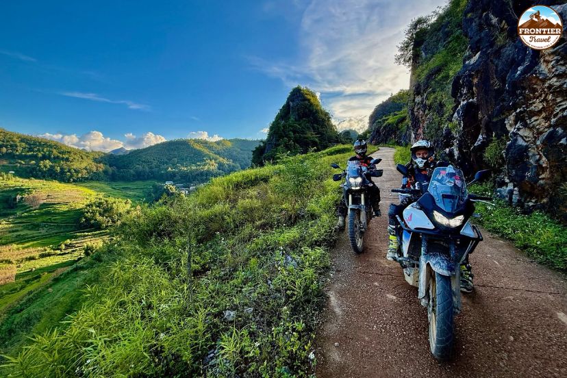 Riding through mountain valleys to Ban Gioc