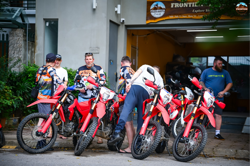 Briefing riders on safety measures and daily route logistics.