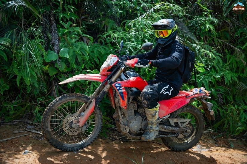 Dual-sport bikes parked and ready for rugged highland trails.