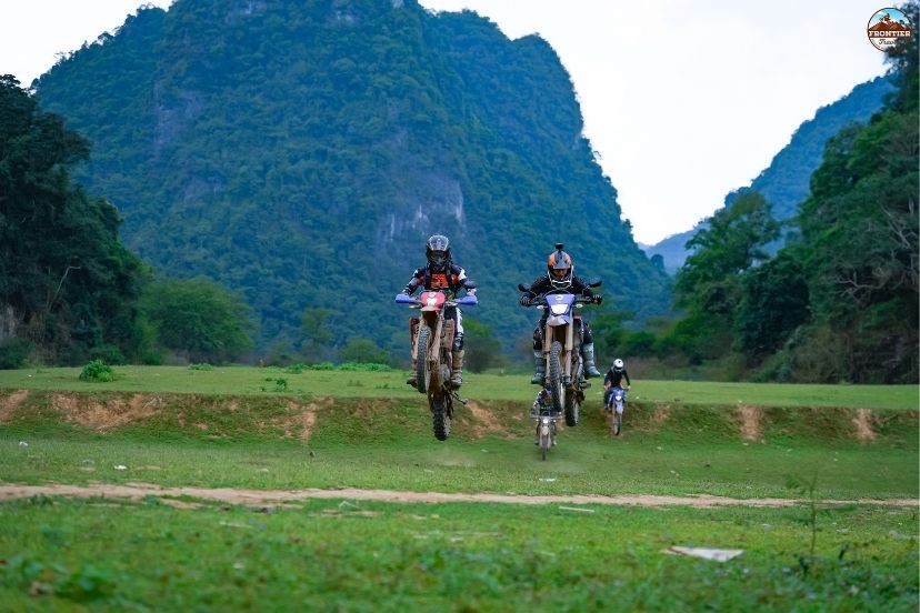 Experiencing geographical shifts on a Hanoi to Saigon motorbike tours adventure bike.