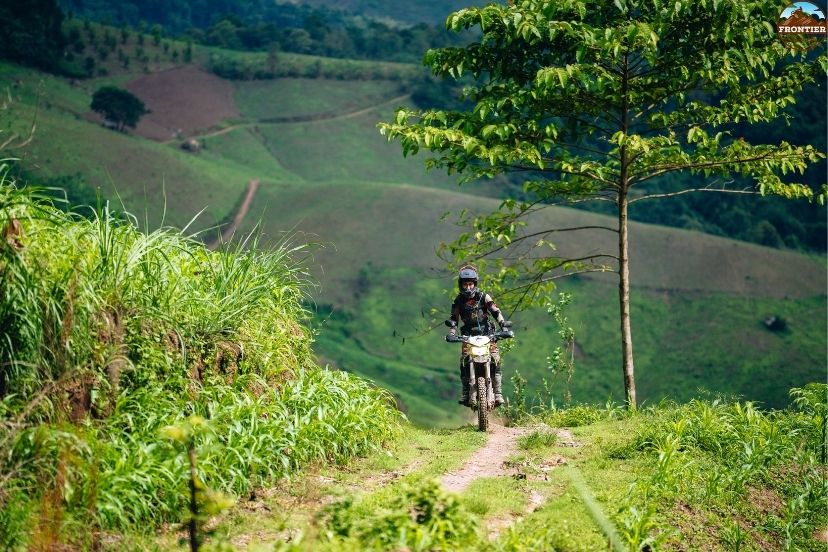 Riders taking a break on an extended mountain adventure