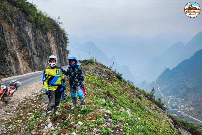 Motorbike riding through Ha Giang flower valleys