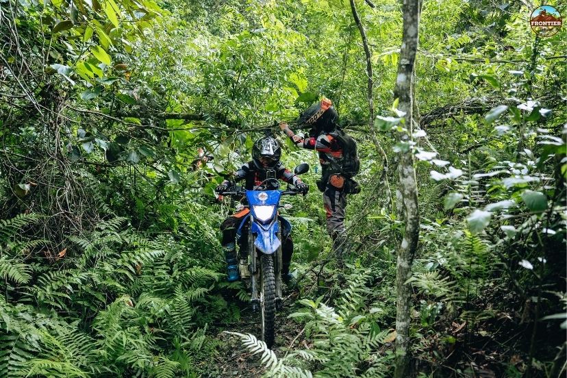 Northwest vietnam motorbike tour women guided riders practicing manual bike control before mountain roads